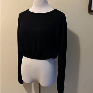 Aritzia Wilfred Black Long Sleeve Crop Top